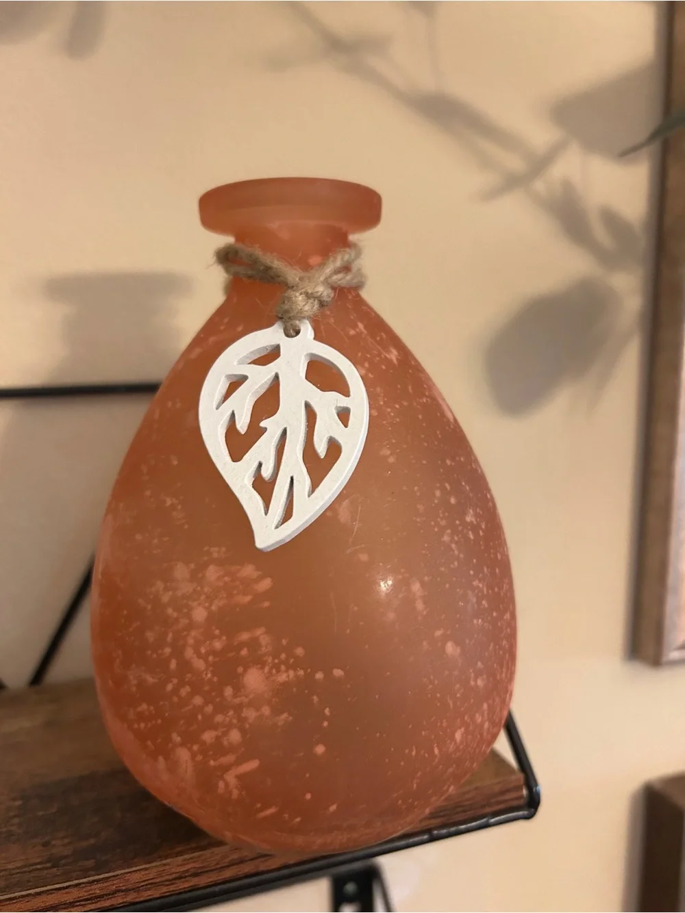 Terracotta Orange Decorative Leaf Vase - Unbranded